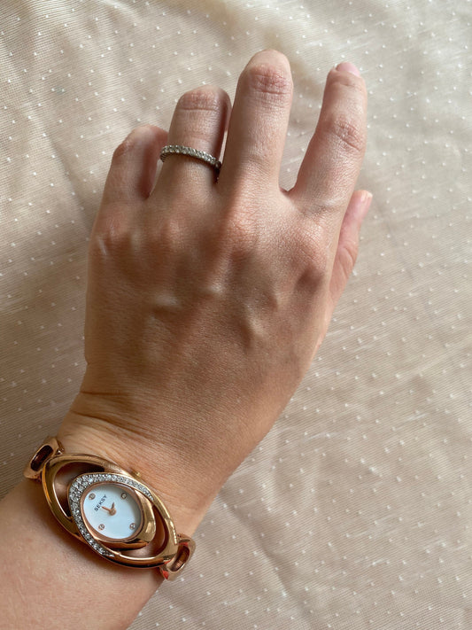 Vintage Oval Bronze Watch; Stone Sekonda Watch