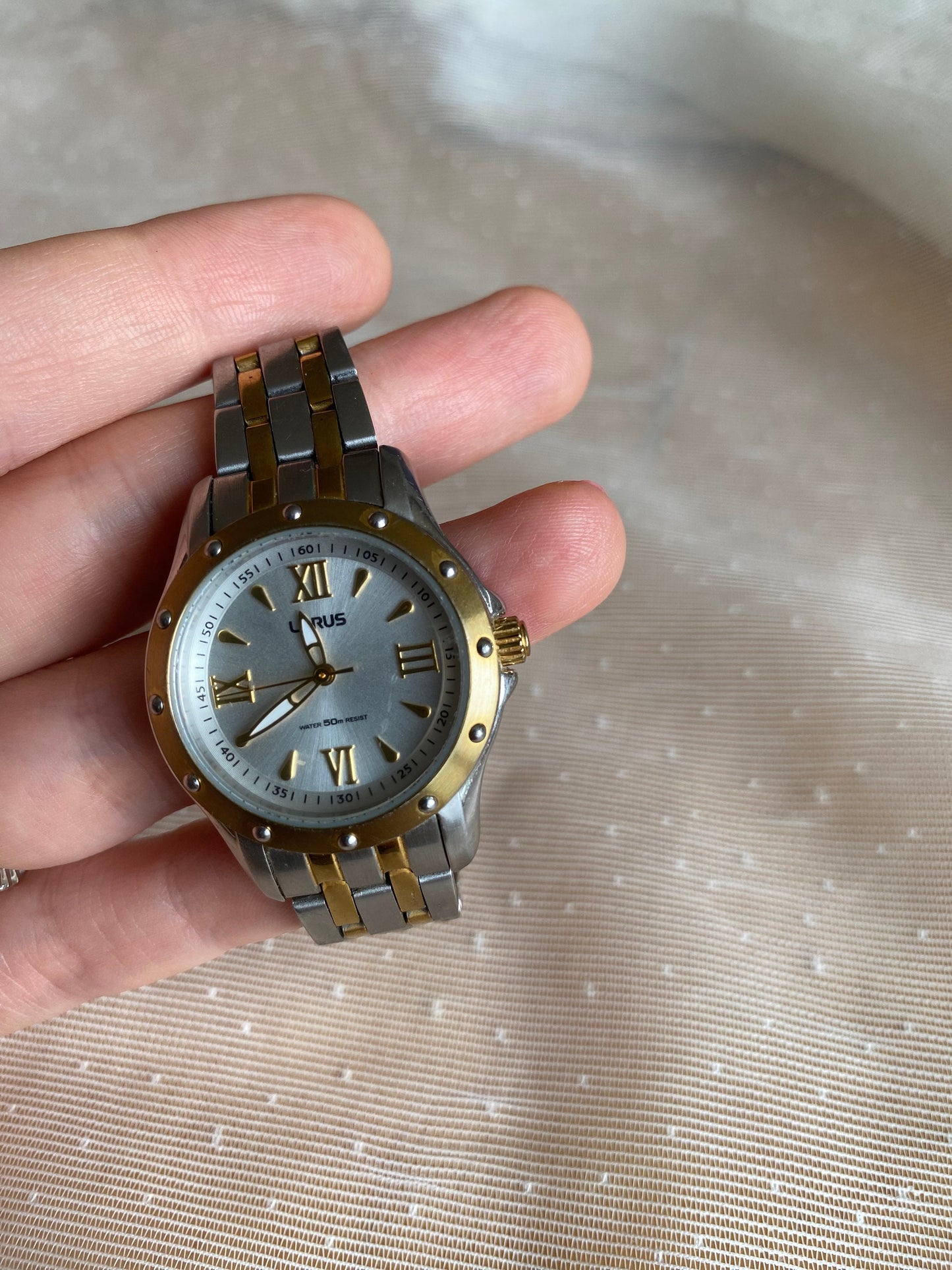 Vintage Roman Numeral Watch; Vintage Gold Silver Tone Watch