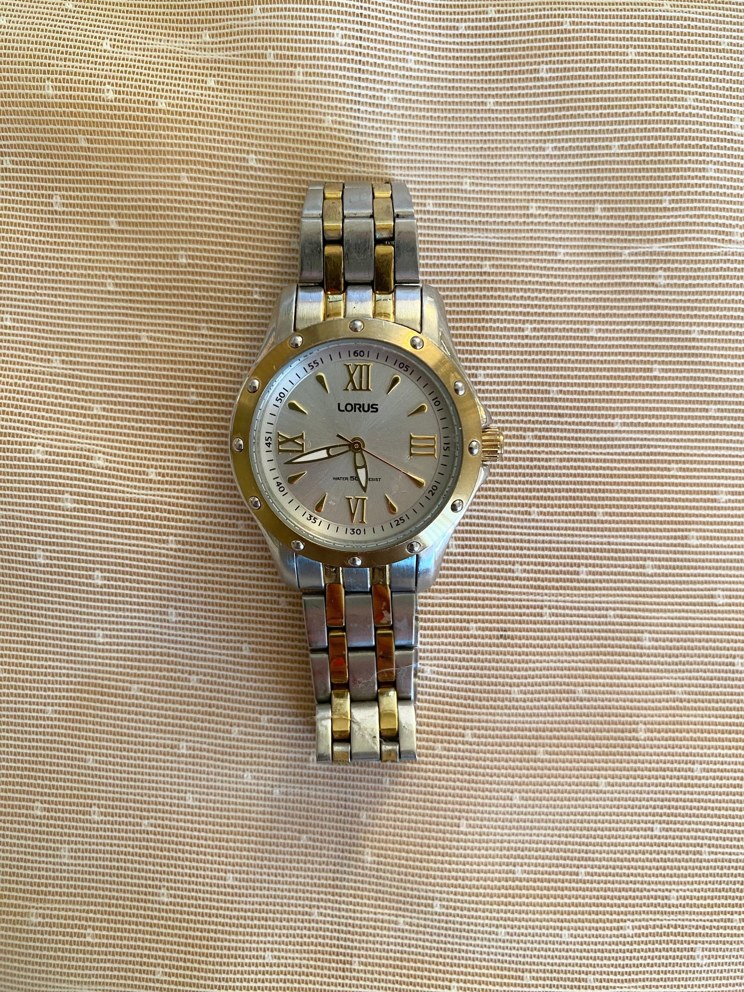 Vintage Roman Numeral Watch; Vintage Gold Silver Tone Watch