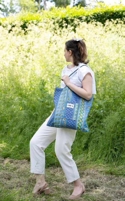 Reworked Tote Bag; Floral Tote Bag; Upcycled Handmade Bag