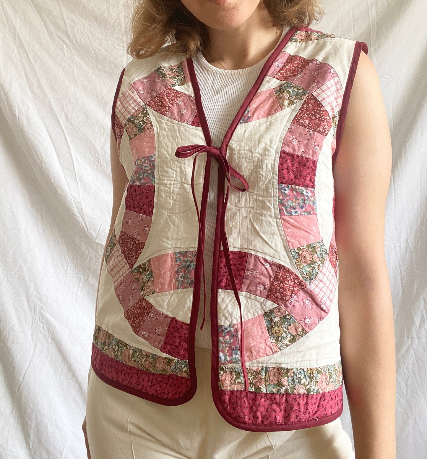 Reworked Quilted Vest; Upcycled Floral Quilted Vest