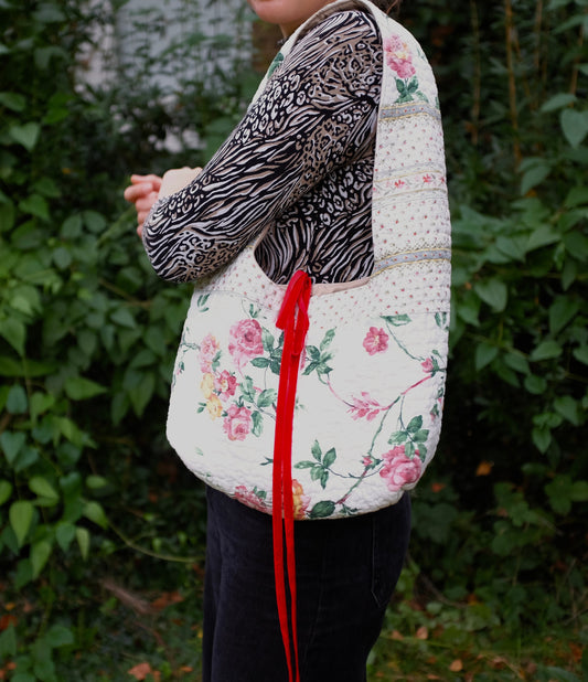 Quilted Floral Upcycled Bag; One Of A Kind Bag