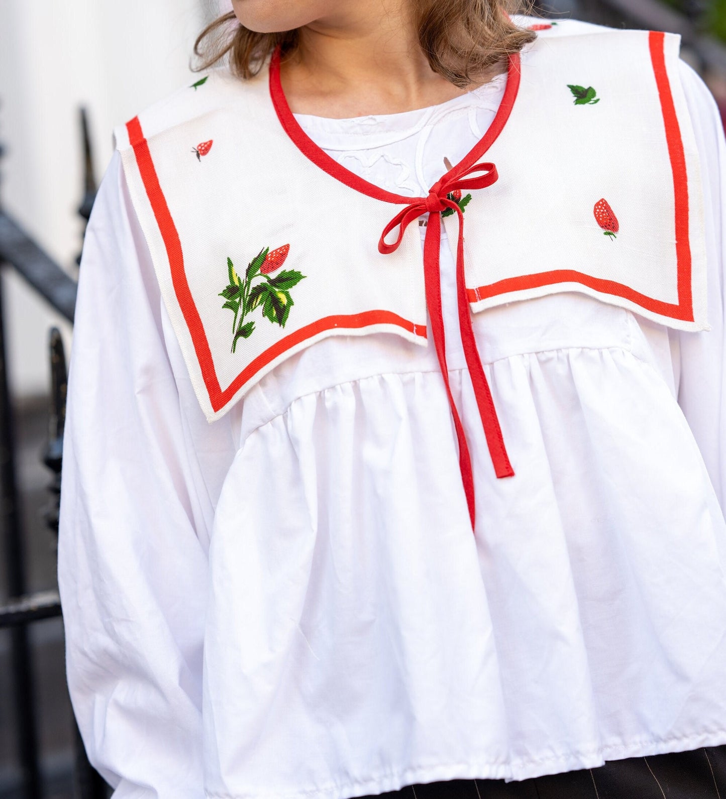 Reworked Vintage Collar; Upcyled Sailor Collar; Christmas Collar