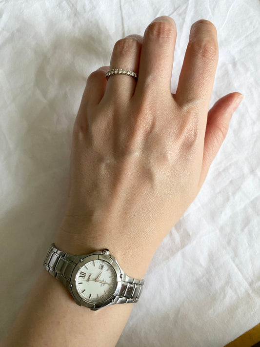 Seiko Watch; Vintage Unisex Watch; Silver Look Watch