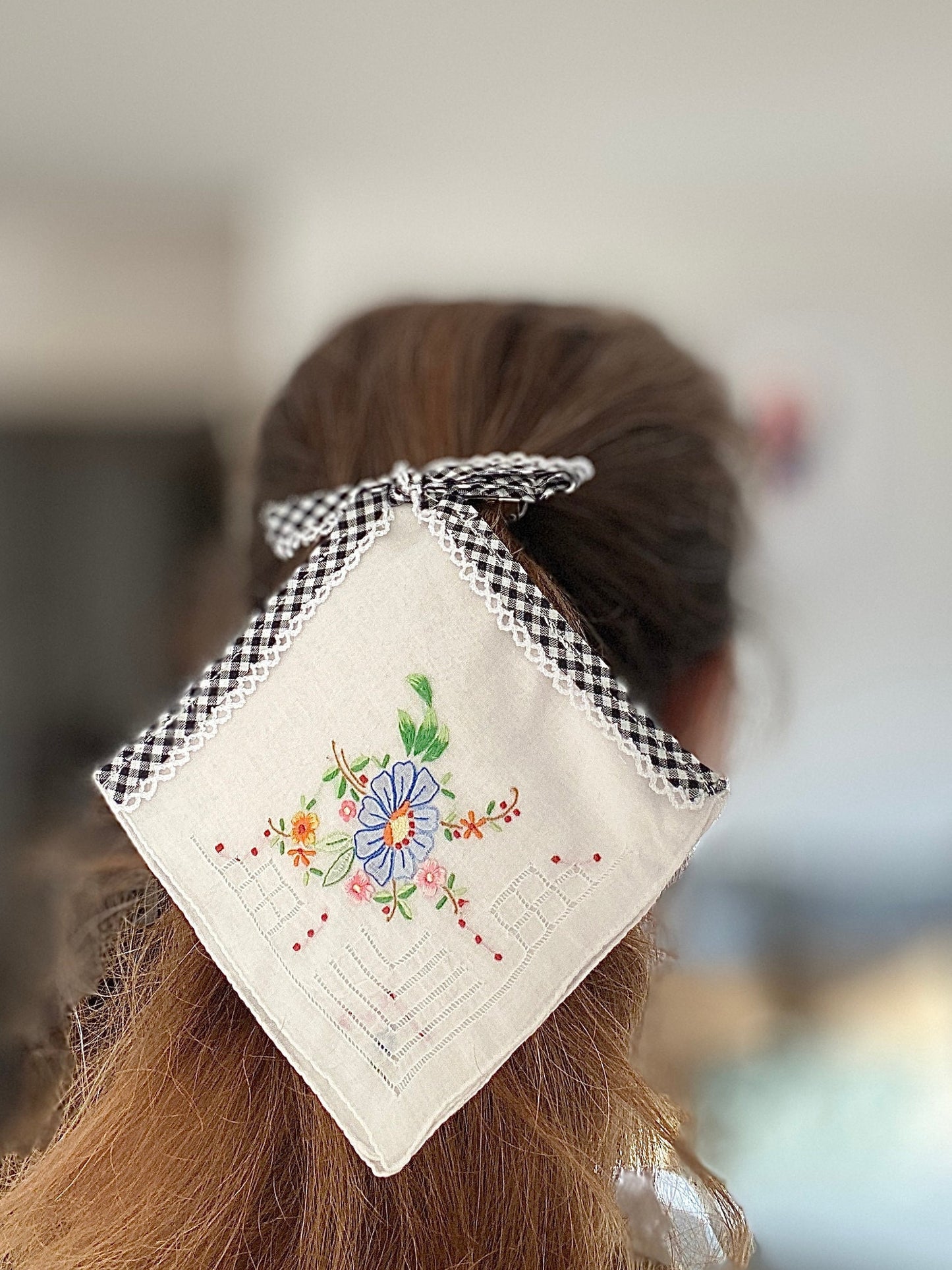 Upcycled Handkerchief Hair Bows; Reworked Vintage Hankies