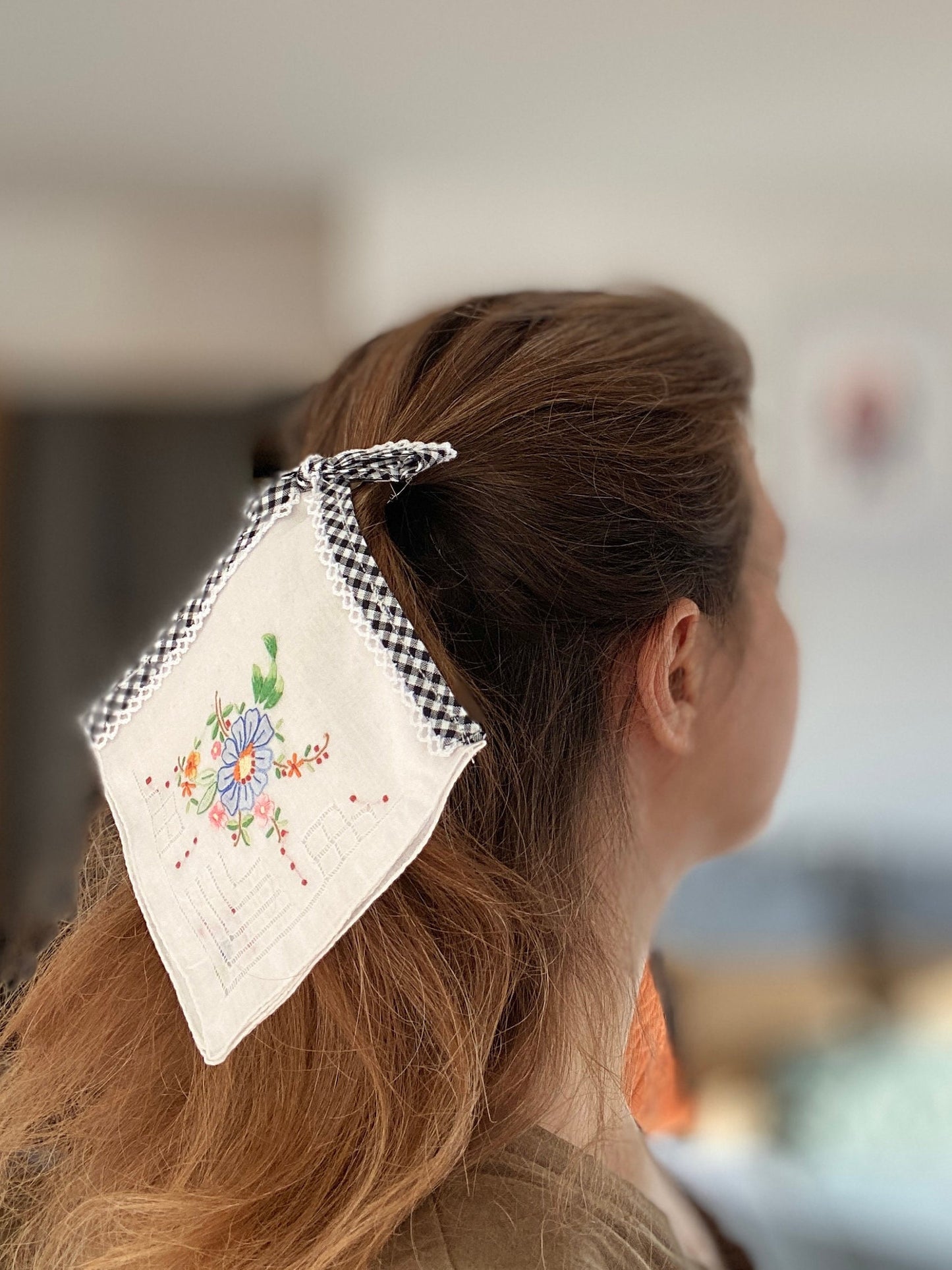 Upcycled Handkerchief Hair Bows; Reworked Vintage Hankies