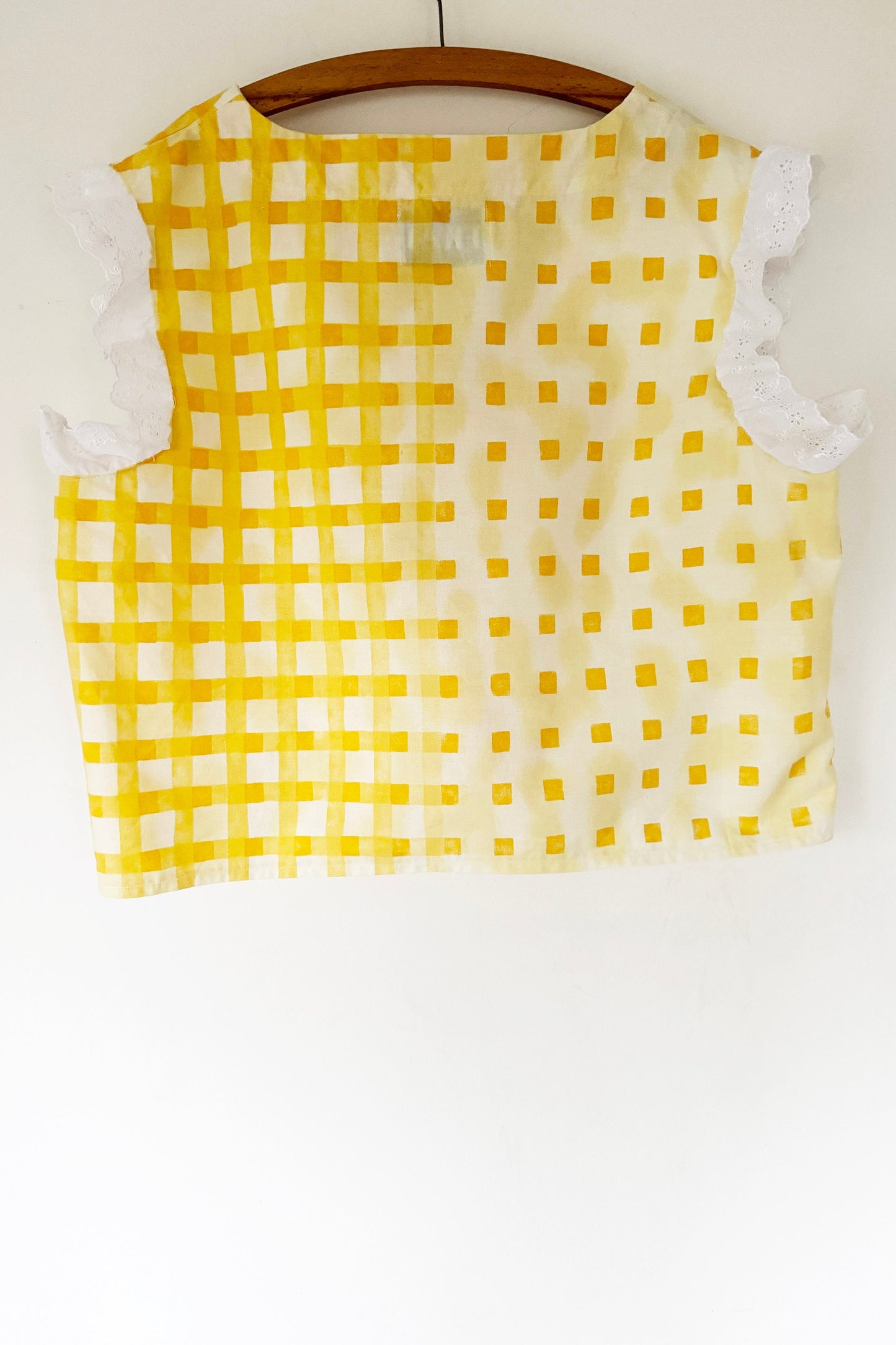 Reworked Sleeveless Top; Gingham Frilled Blouse