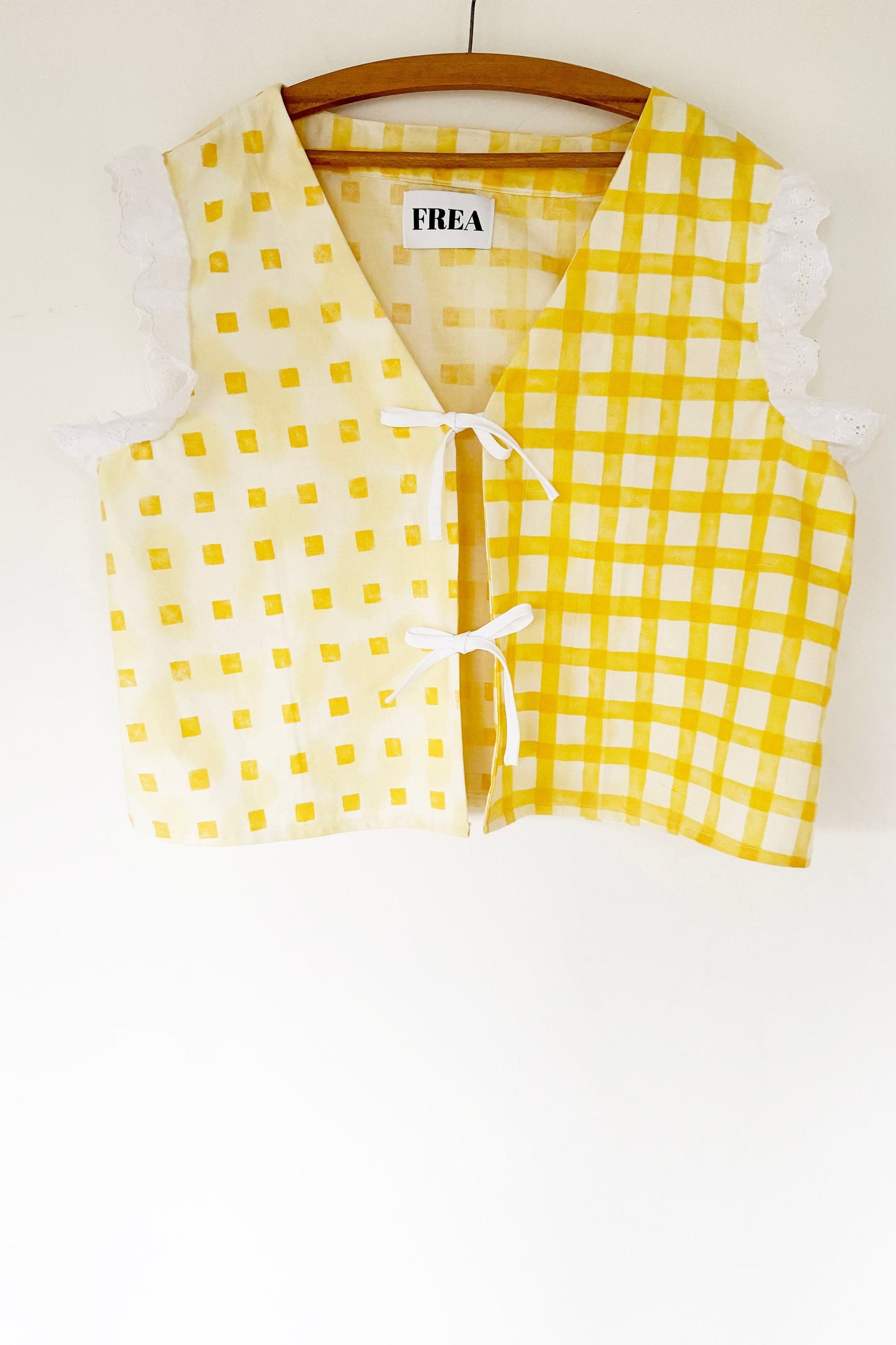 Reworked Sleeveless Top; Gingham Frilled Blouse