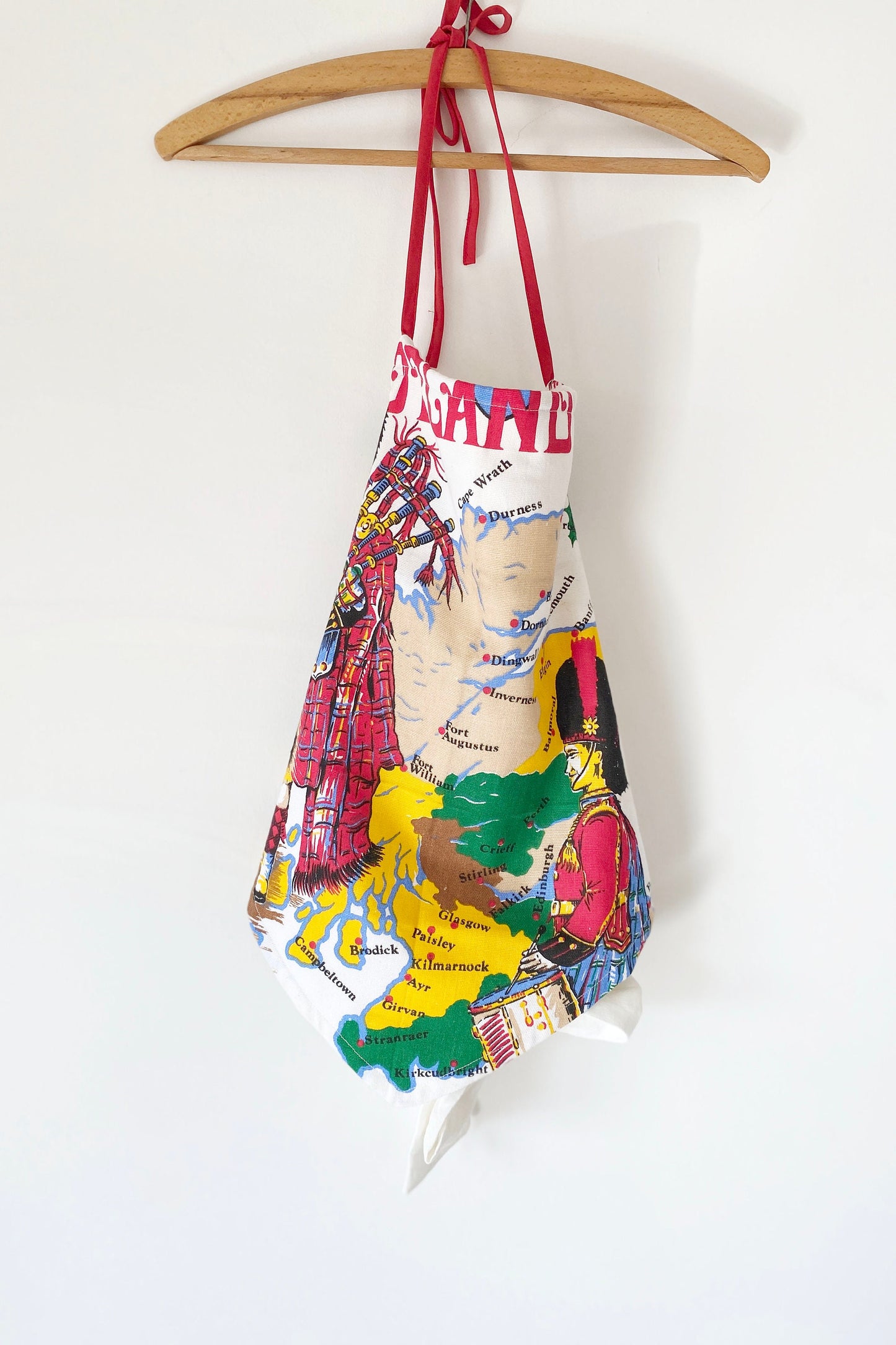 Reworked Scotland Tea Towel Top; Upcycled Halter Neck Top