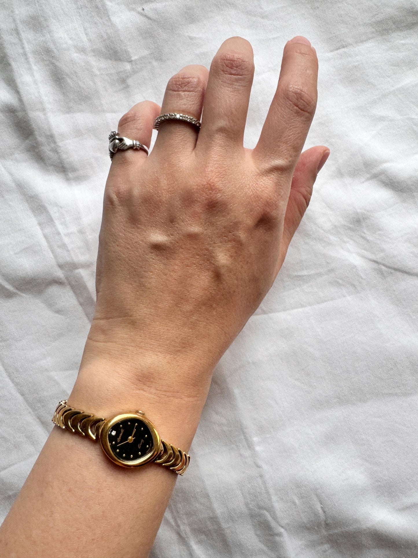 Ingersoll Dainty Watch; Vintage Black Oval Watch