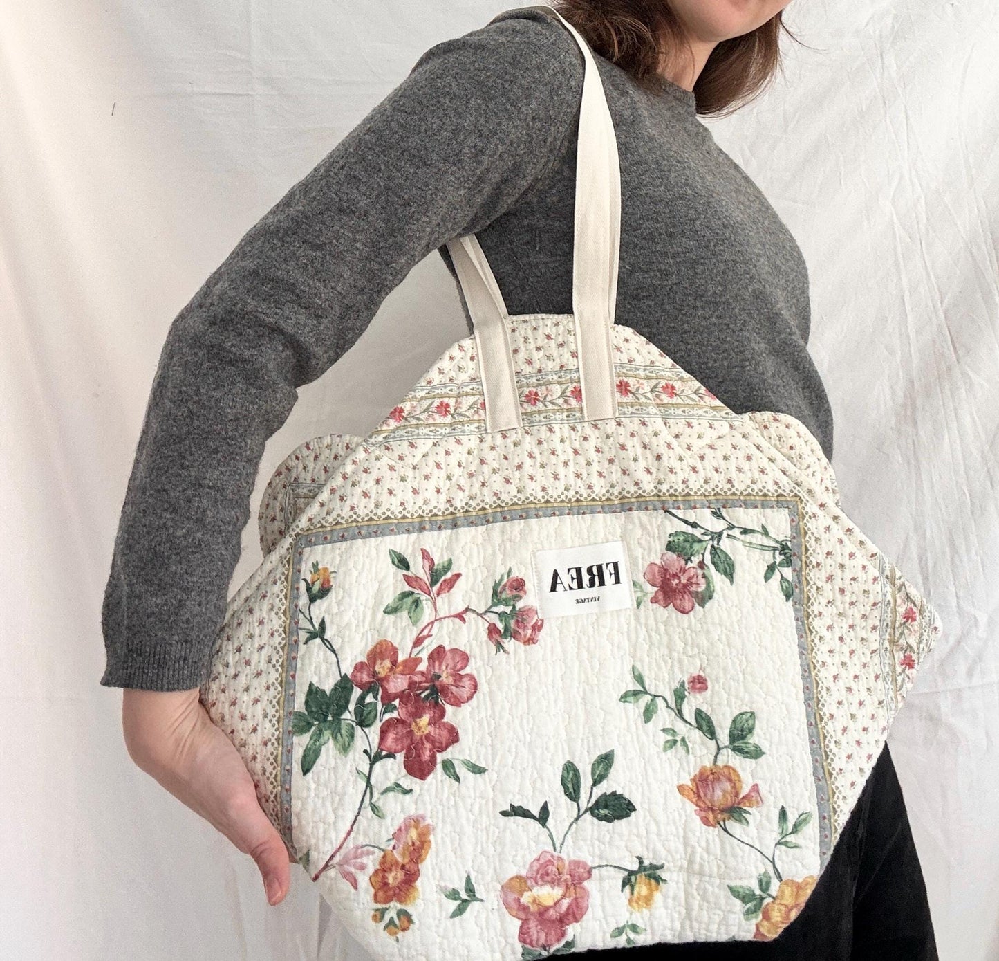 Quilted Floral Bag; Reworked Shoulder Bag