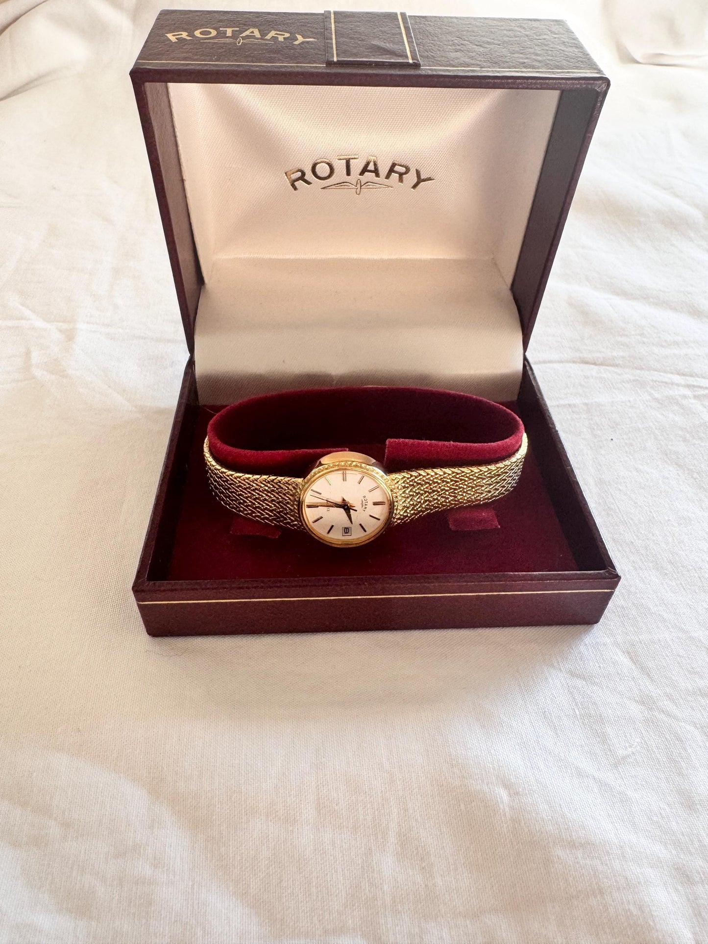 Gold Look Bracelet Watch; Vintage Oval Watch Gift Box