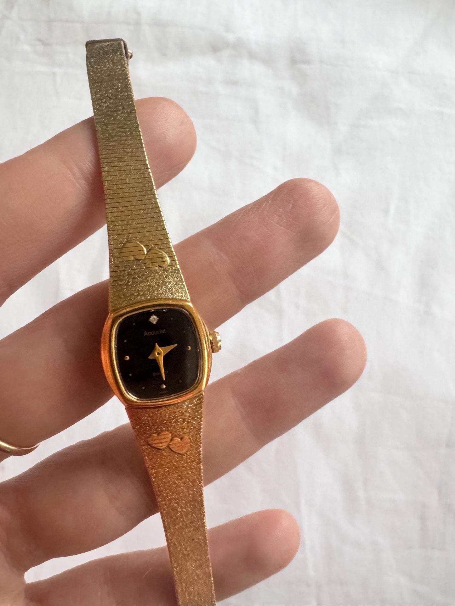 Vintage Heart Detail Watch; Dainty Heart Watch