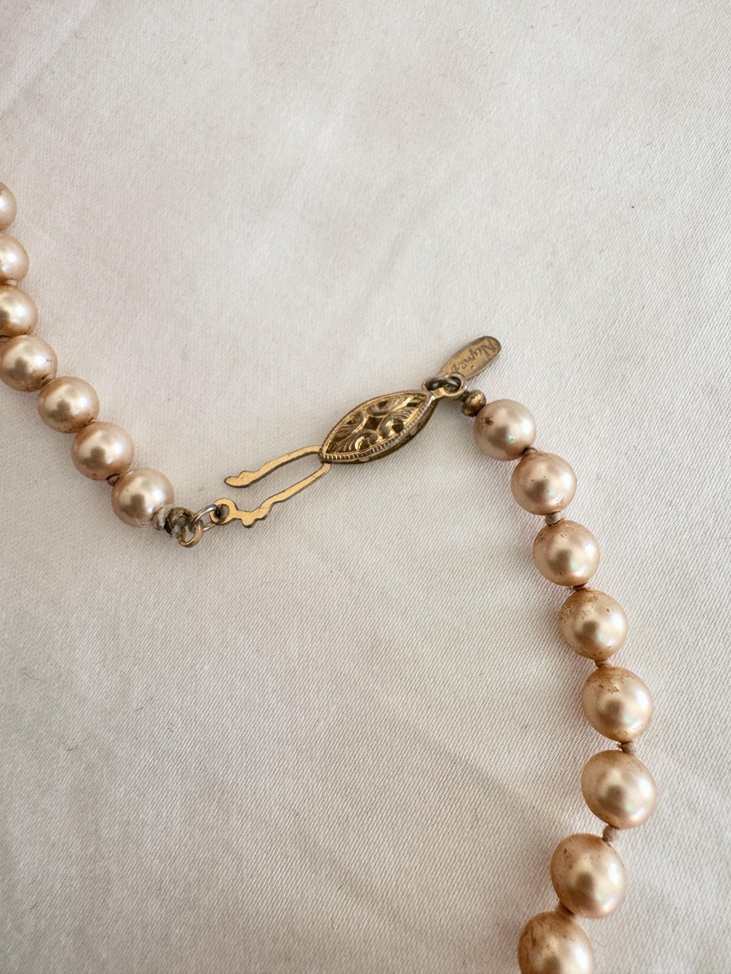 Vintage Pearl Necklace; 80s Napier Necklace