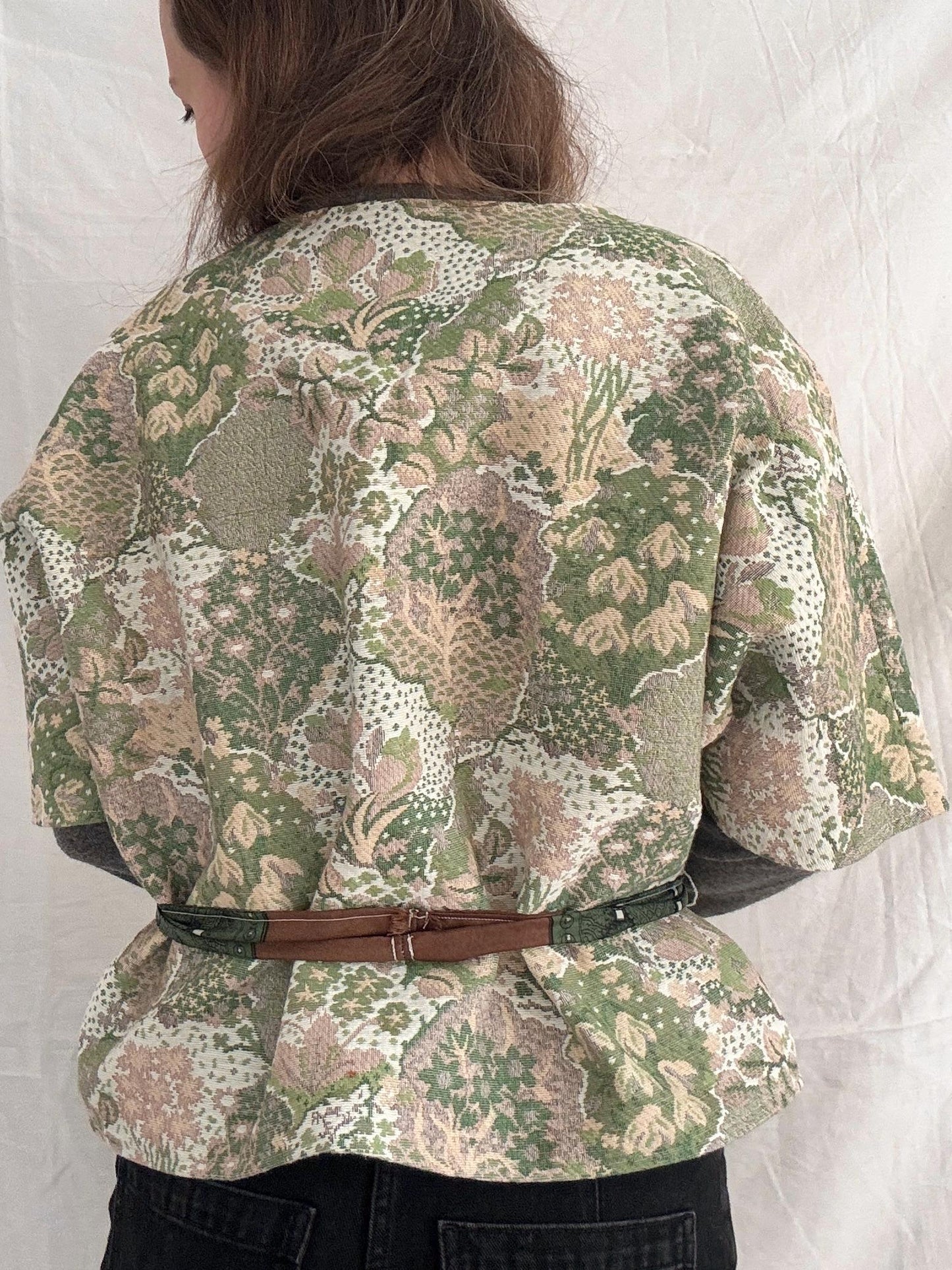 Reworked Kimono Jacket; Green  Rework Kimono