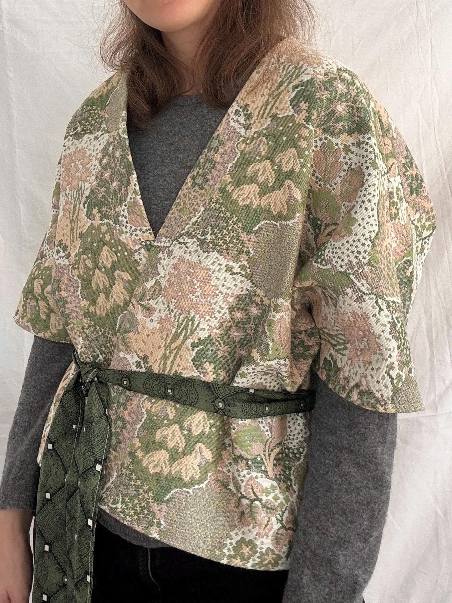 Reworked Kimono Jacket; Green  Rework Kimono