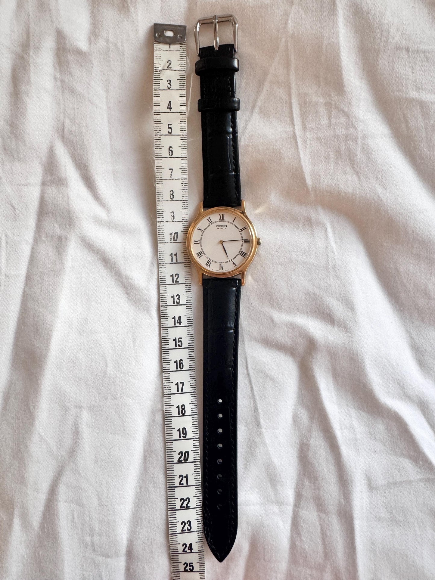 90s Seiko Mens Watch; Leather Vintage Watch