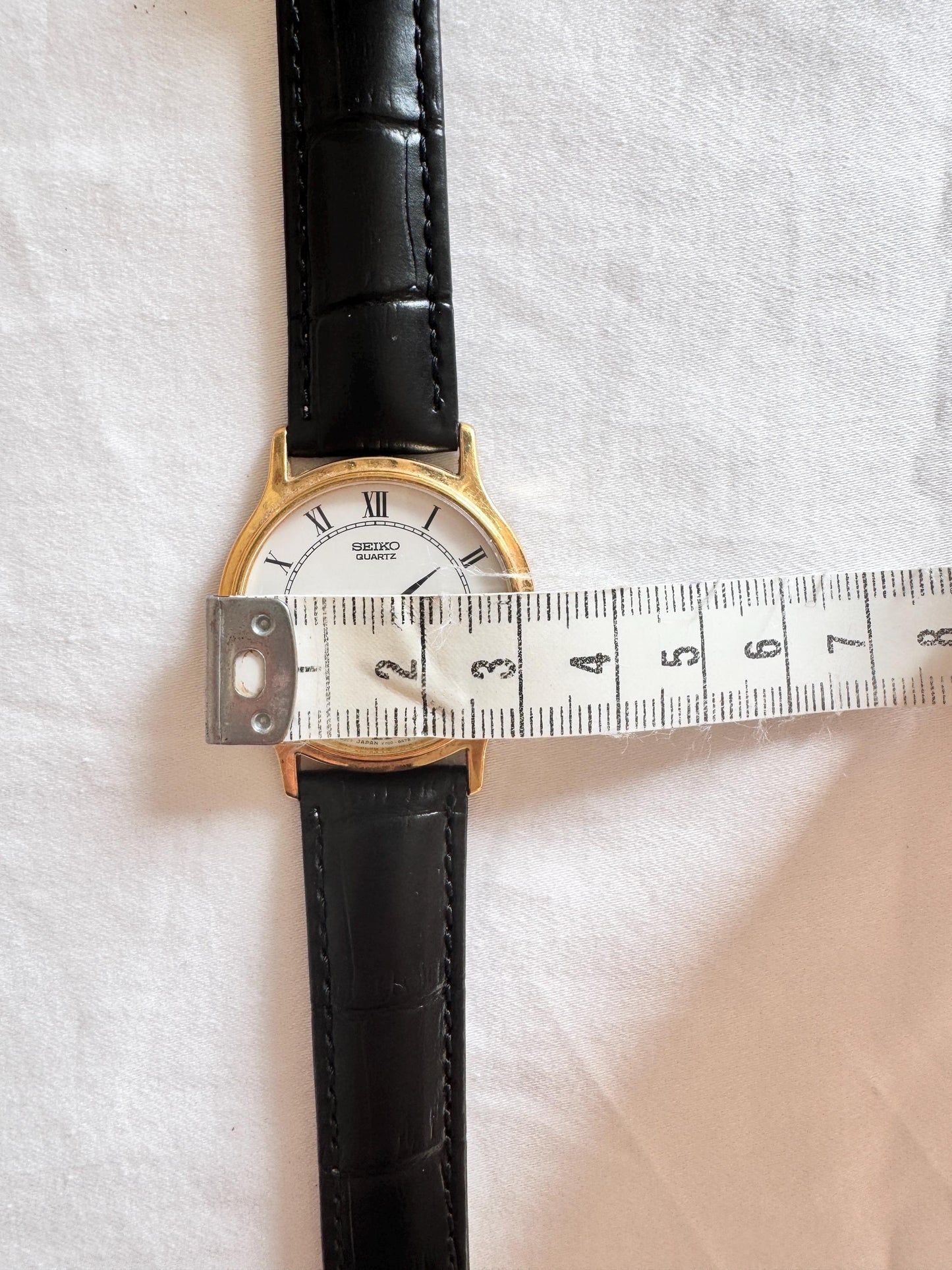 90s Seiko Mens Watch; Leather Vintage Watch