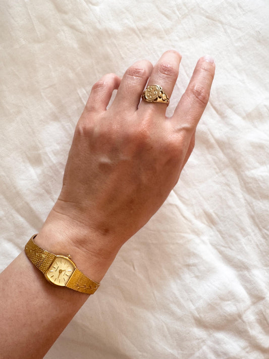 Gold Look Bracelet Watch; Vintage Square Watch