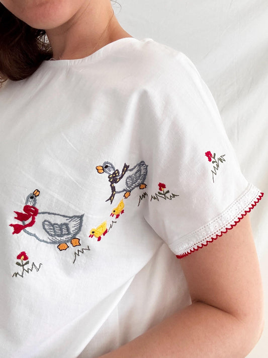 Cottagecore Embroidered Top; Reworked Top