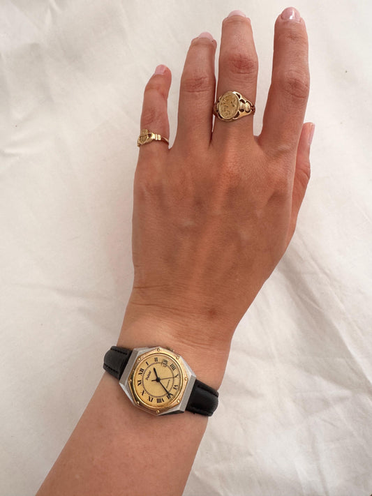 Vintage Rare Watch; Leather Roman Number Watch