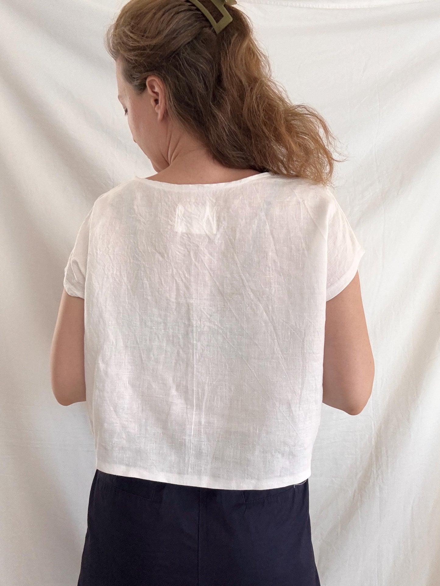 Embroidered White Top; One of a Kind Summer Top