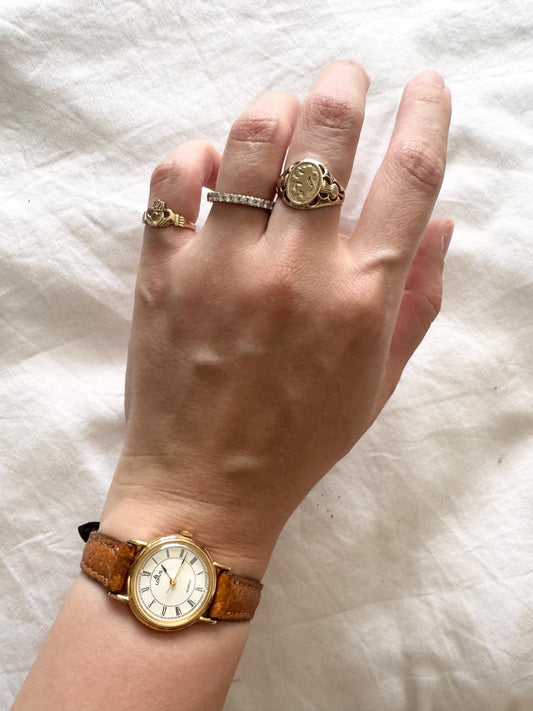 Vintage Leather Watch; Roman Numeral Watch: Brown Leather Watch