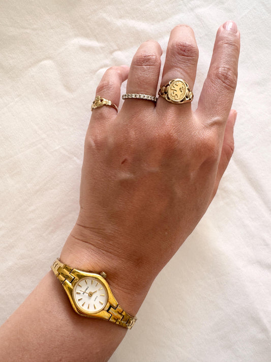 Gold Look Bracelet Watch; Vintage Square Watch
