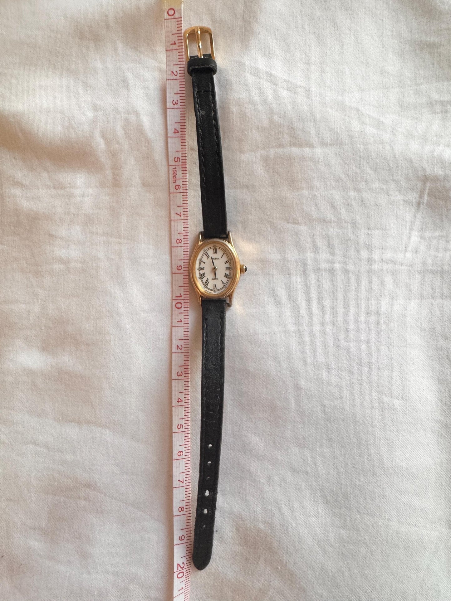 Vintage Roman Number Watch; Black Leather Watch