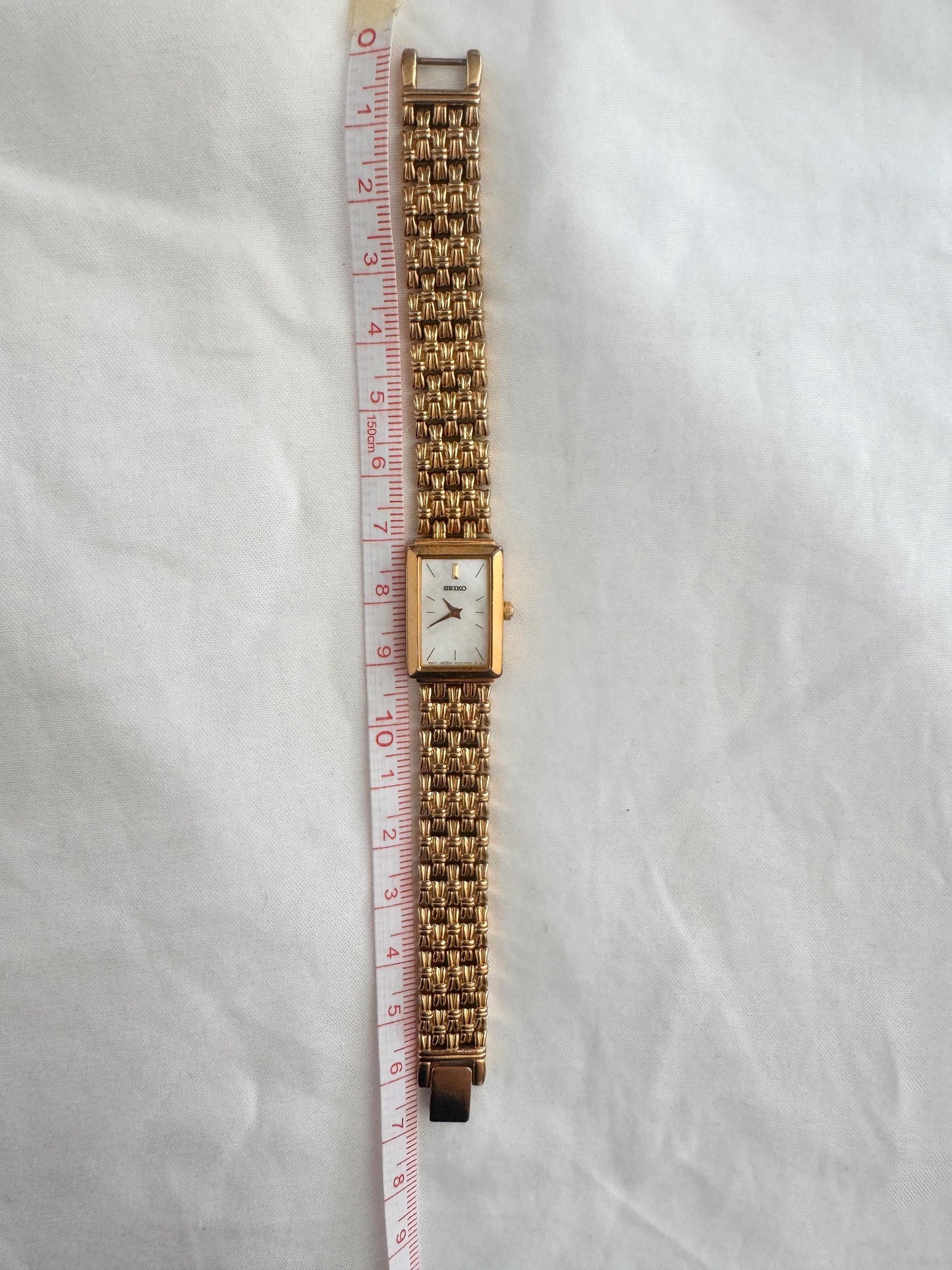 Vintage Seiko Rectangular Watch - Dainty Gold Wristwatch