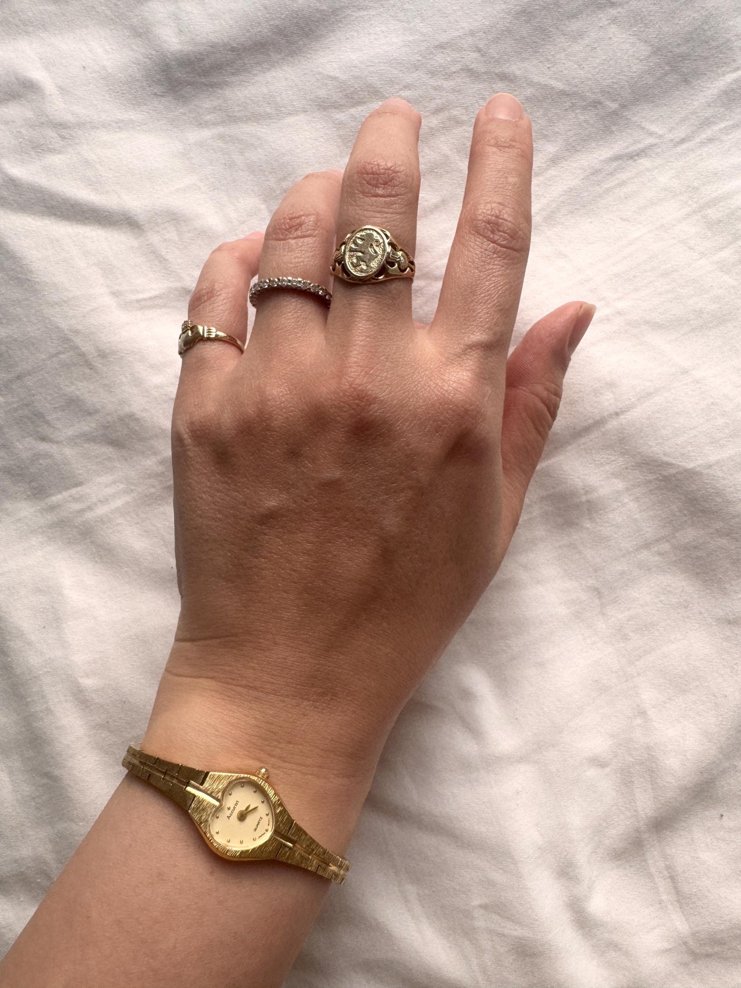Vintage Heart Watch; Dainty Heart Stone Watch