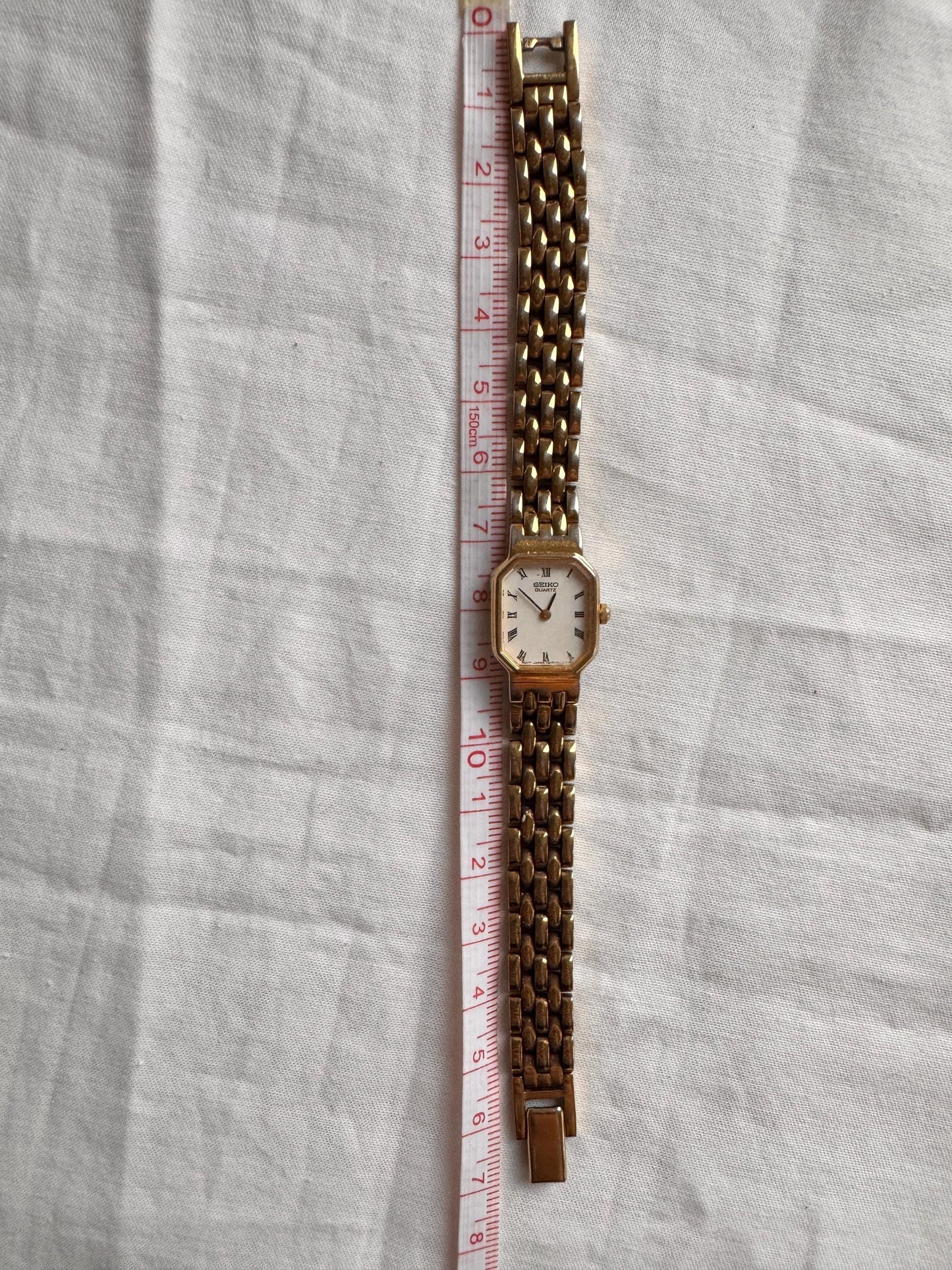 Seiko Vintage Square Watch; Dainty Roman Numeral Watch