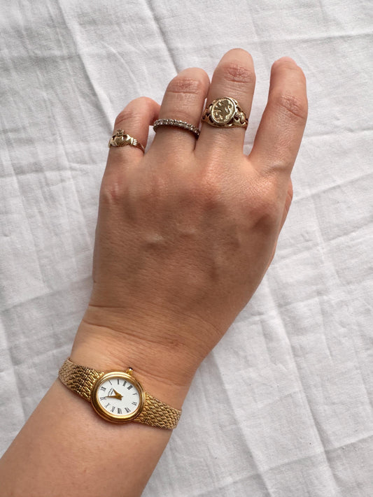 Vintage Roman Numeral Watch; 90s Braided Watch