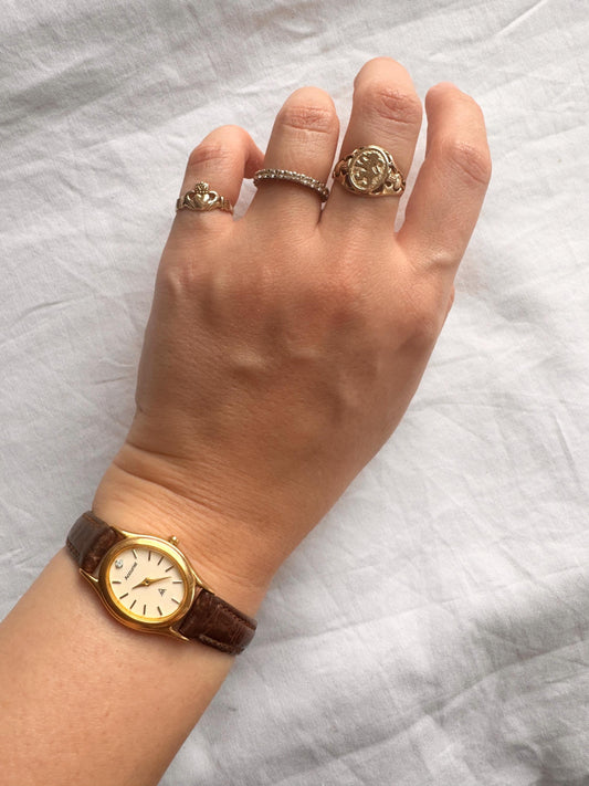 Dainty Vintage Watch; Roman Number Leather Watch
