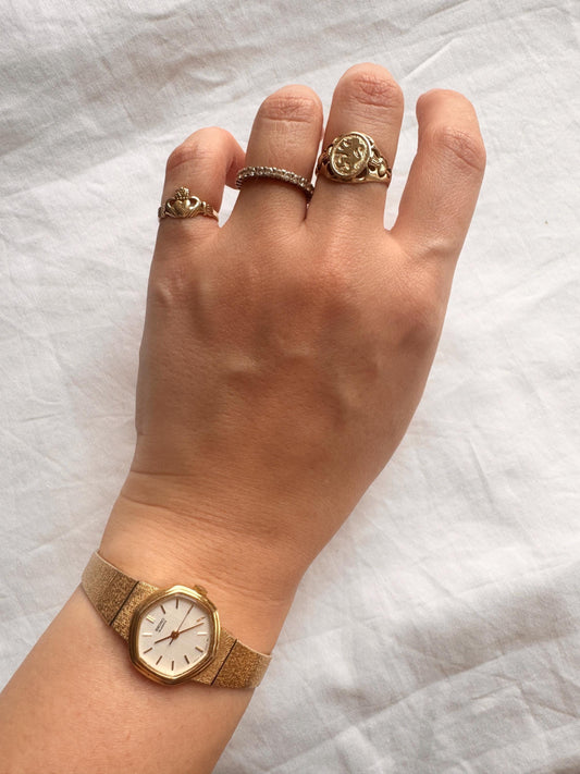 80s Seiko Numeral Watch; Vintage Braided Watch