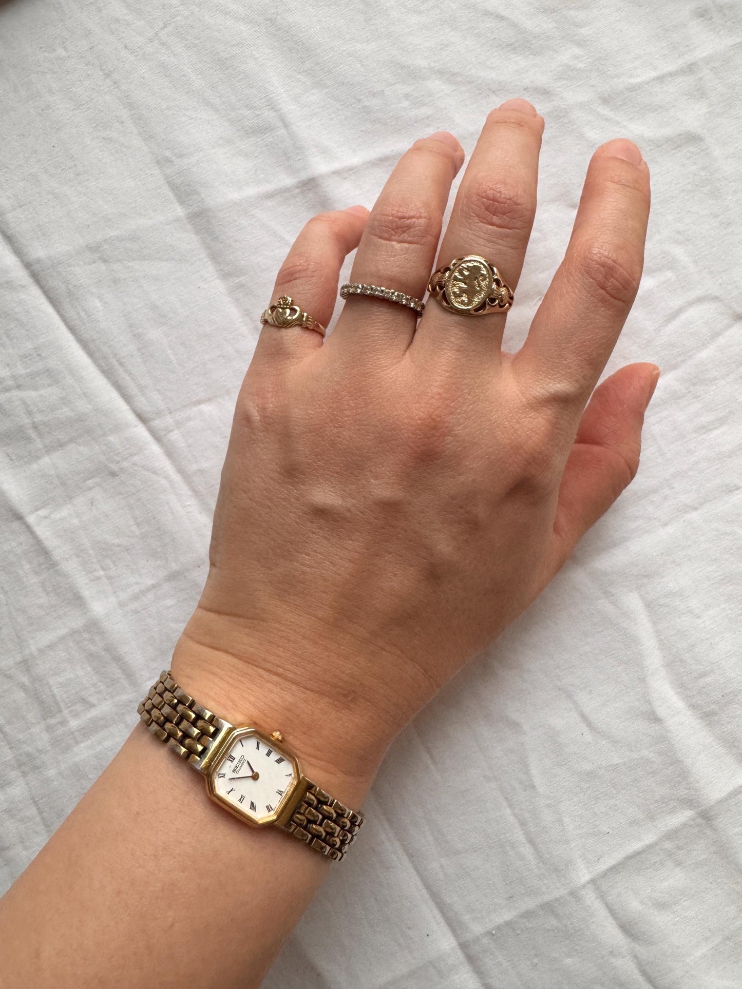Seiko Vintage Square Watch; Dainty Roman Numeral Watch