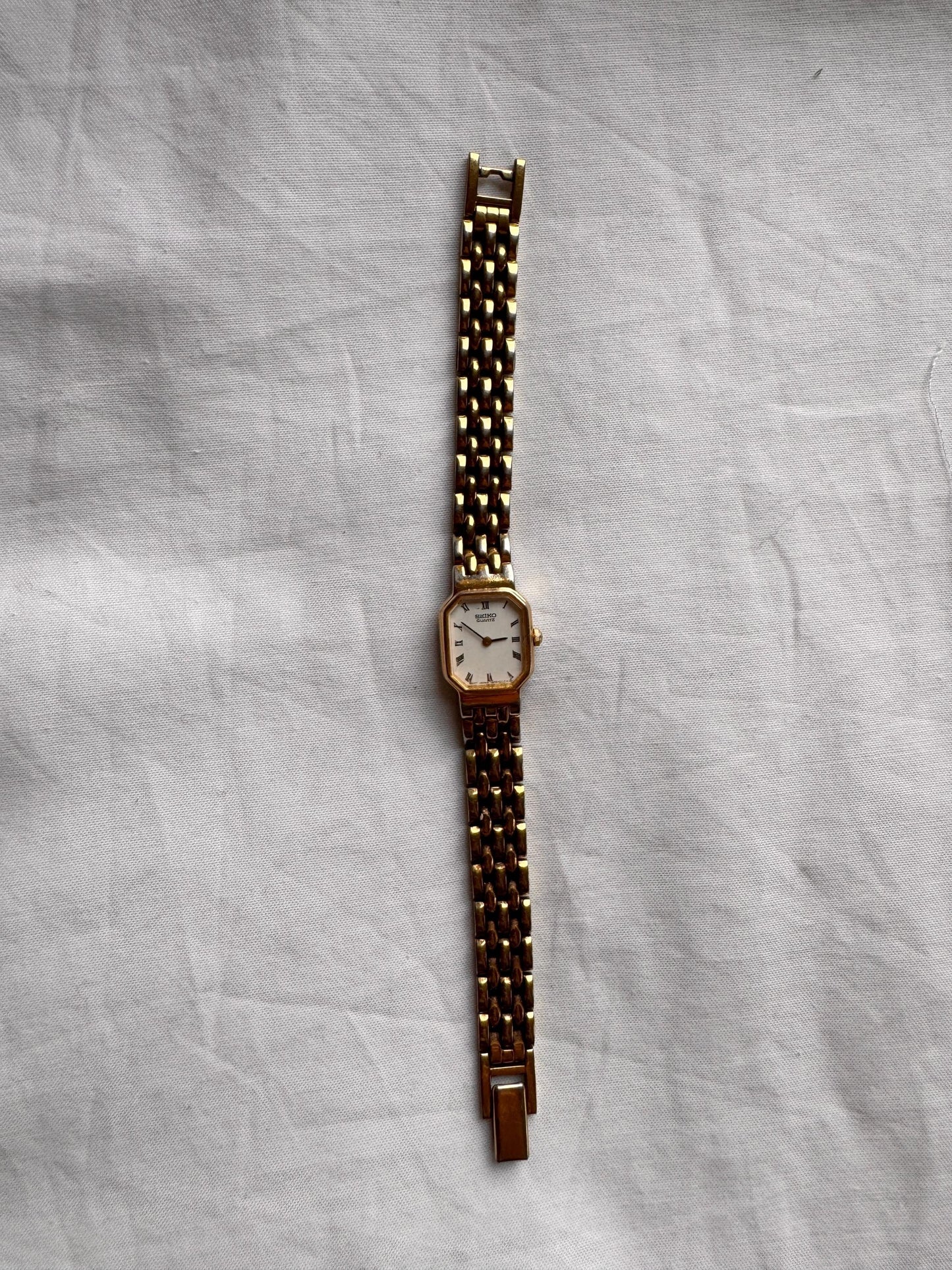 Seiko Vintage Square Watch; Dainty Roman Numeral Watch