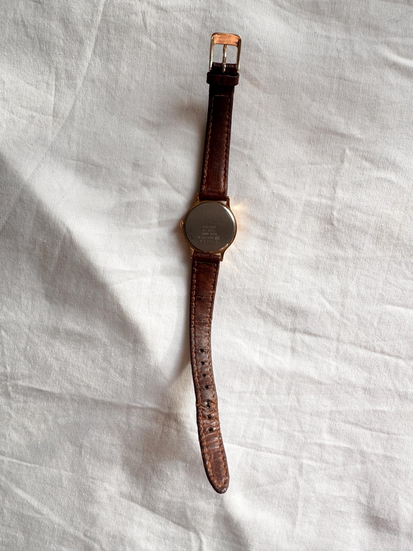 Vintage Seiko Watch; Leather Roman Numeral Watch