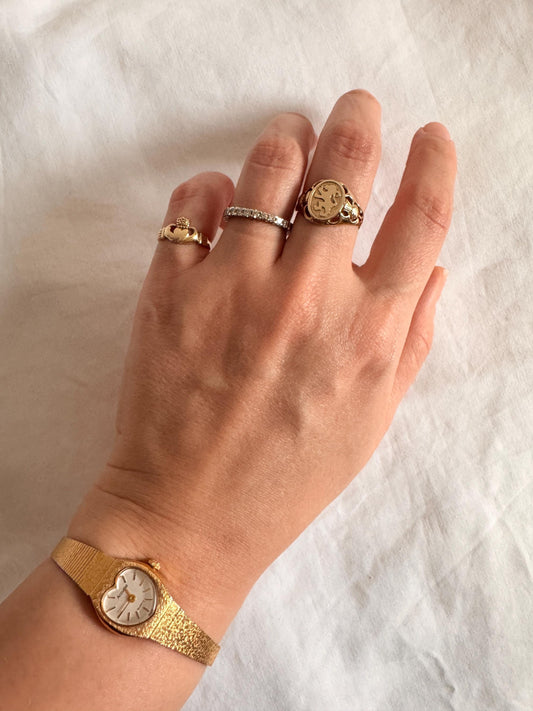 Vintage Heart Watch with Gold Tone Band