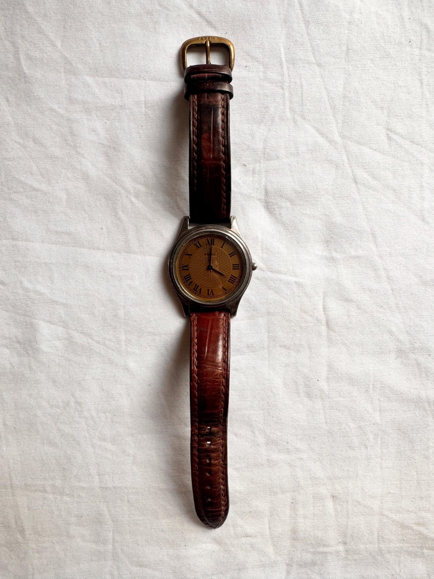 Men's Leather Watch; Vintage Chunky Watch