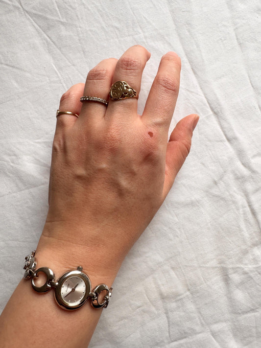 Dainty Bracelet Watch; Vintage Silver Tone Watch