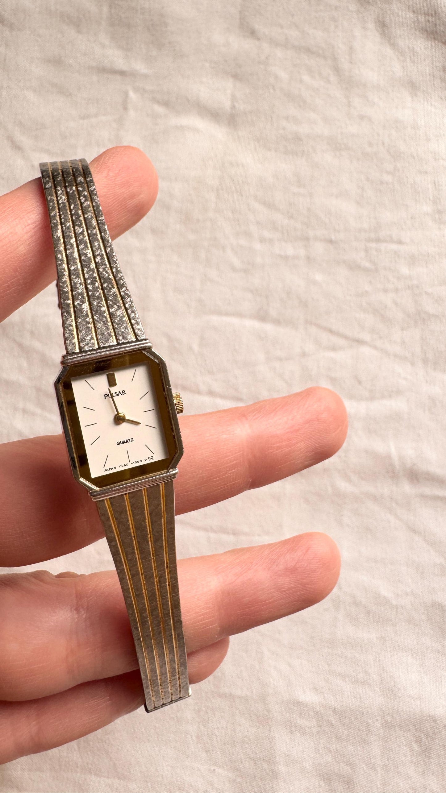Dainty Bracelet Watch; Vintage Silver Gold Look Watch
