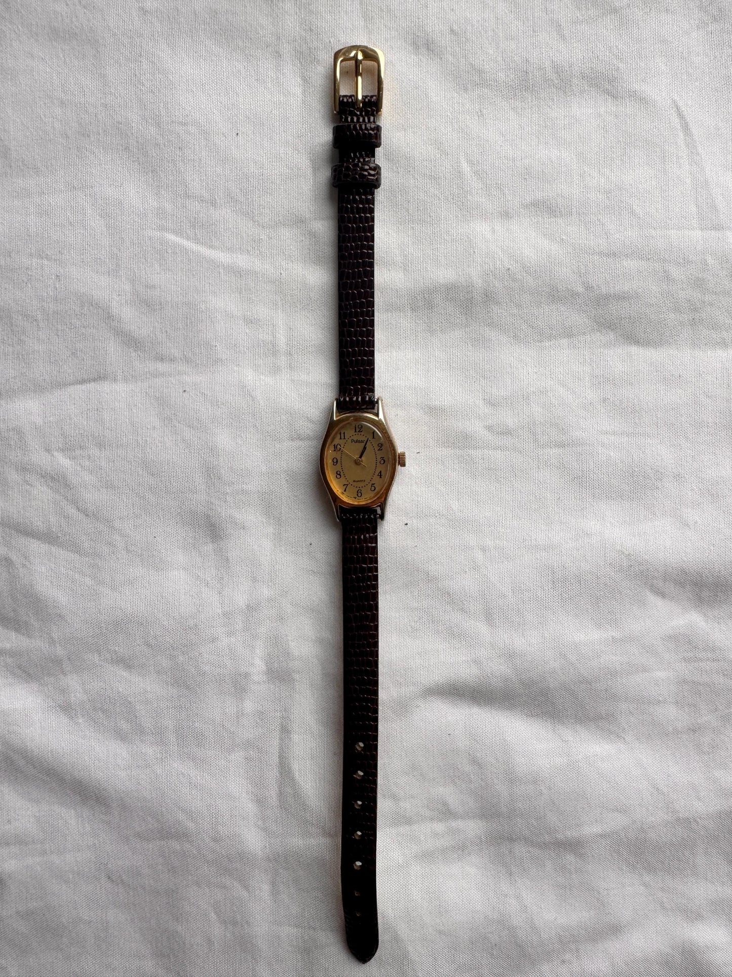 Vintage Leather Watch; Oval Vintage Watch