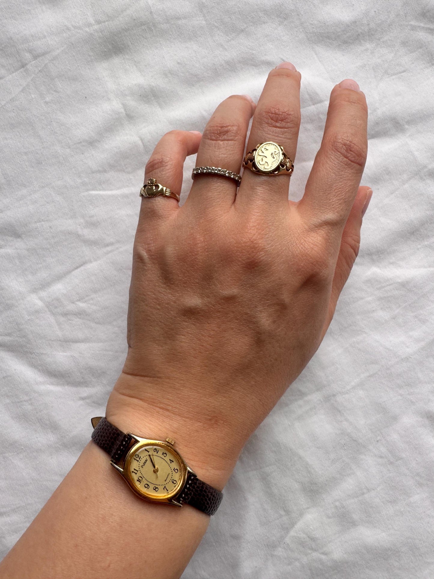 Vintage Leather Watch; Oval Vintage Watch