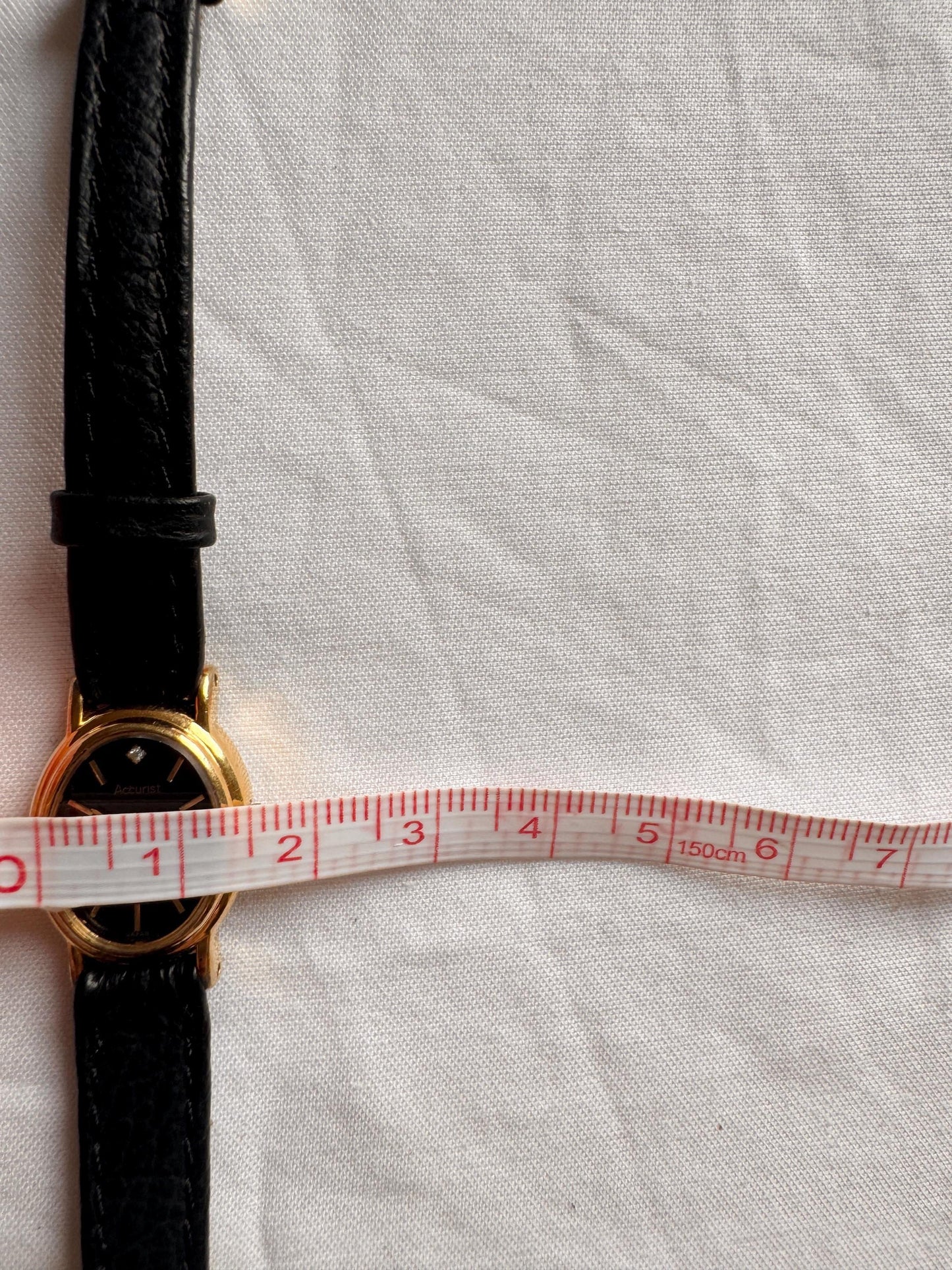 Vintage Black Leather Watch; Oval Vintage Watch