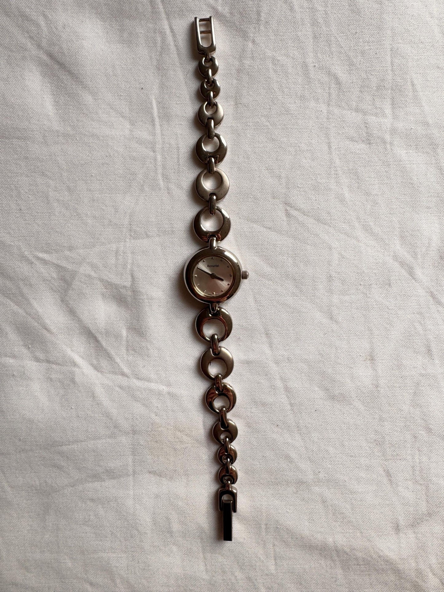 Dainty Bracelet Watch; Vintage Silver Tone Watch
