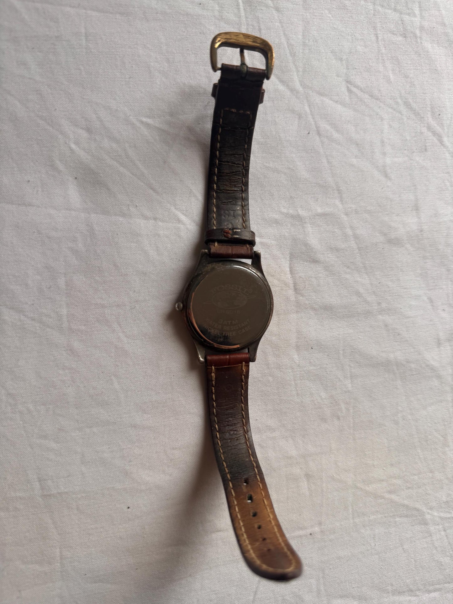 Men's Leather Watch; Vintage Chunky Watch