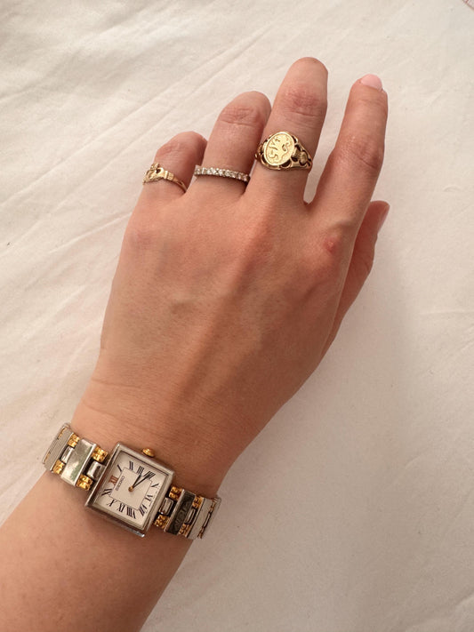 Vintage Seiko Watch; Rectangular Roman Numeral Watch