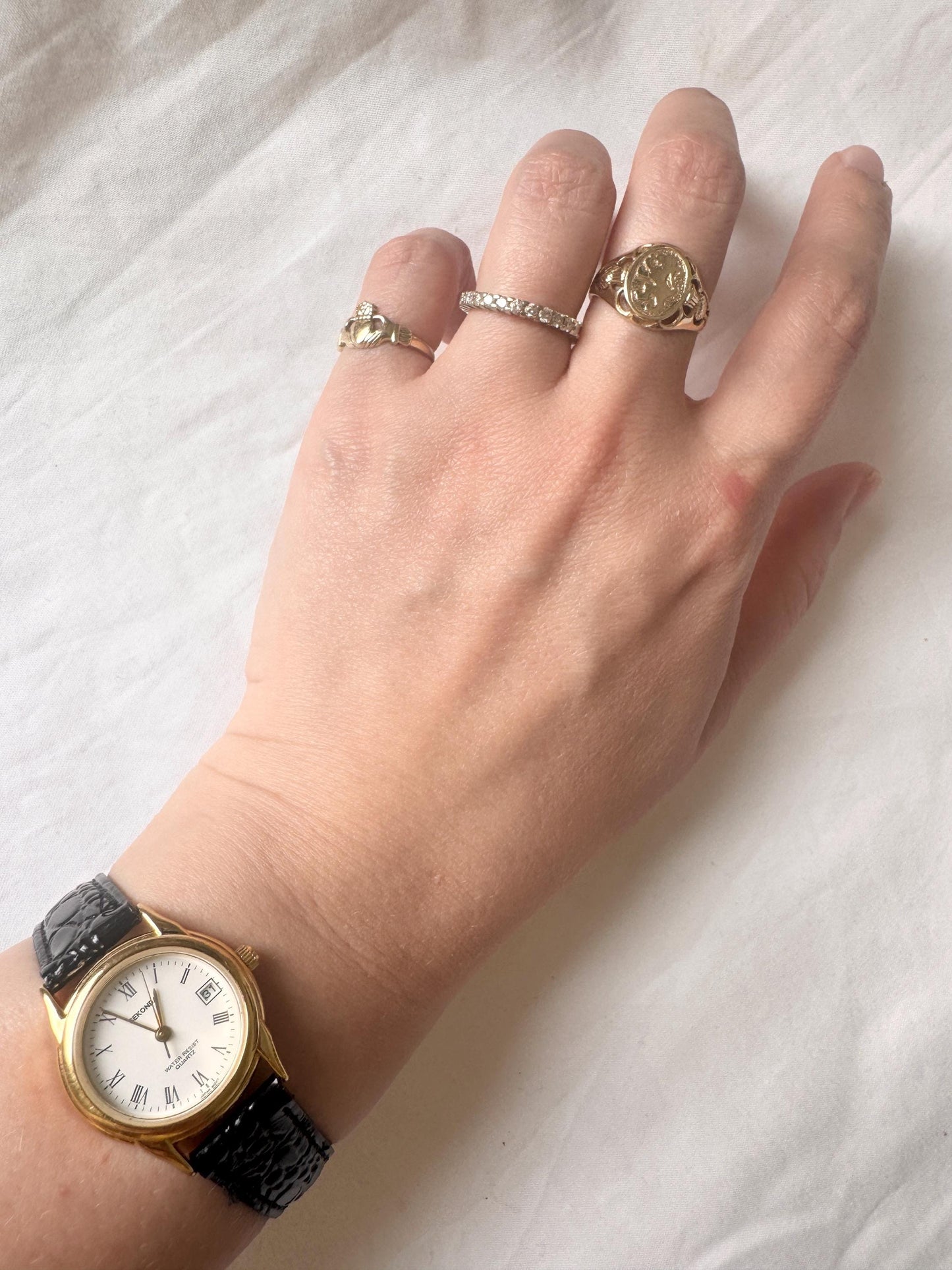 Vintage Leather Oval Watch; Roman Number Watch