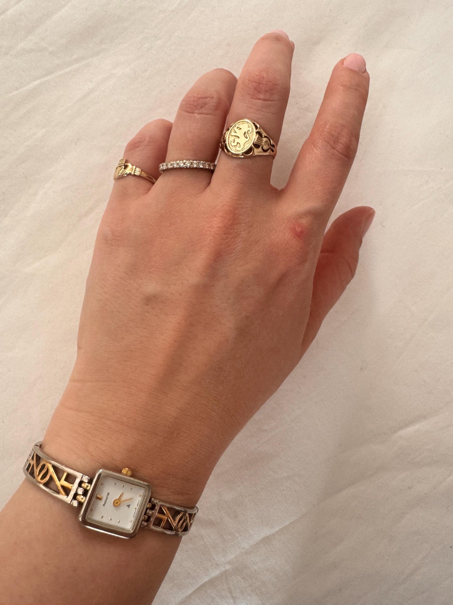 Vintage Bracelet Watch; Dainty Silver Look Watch